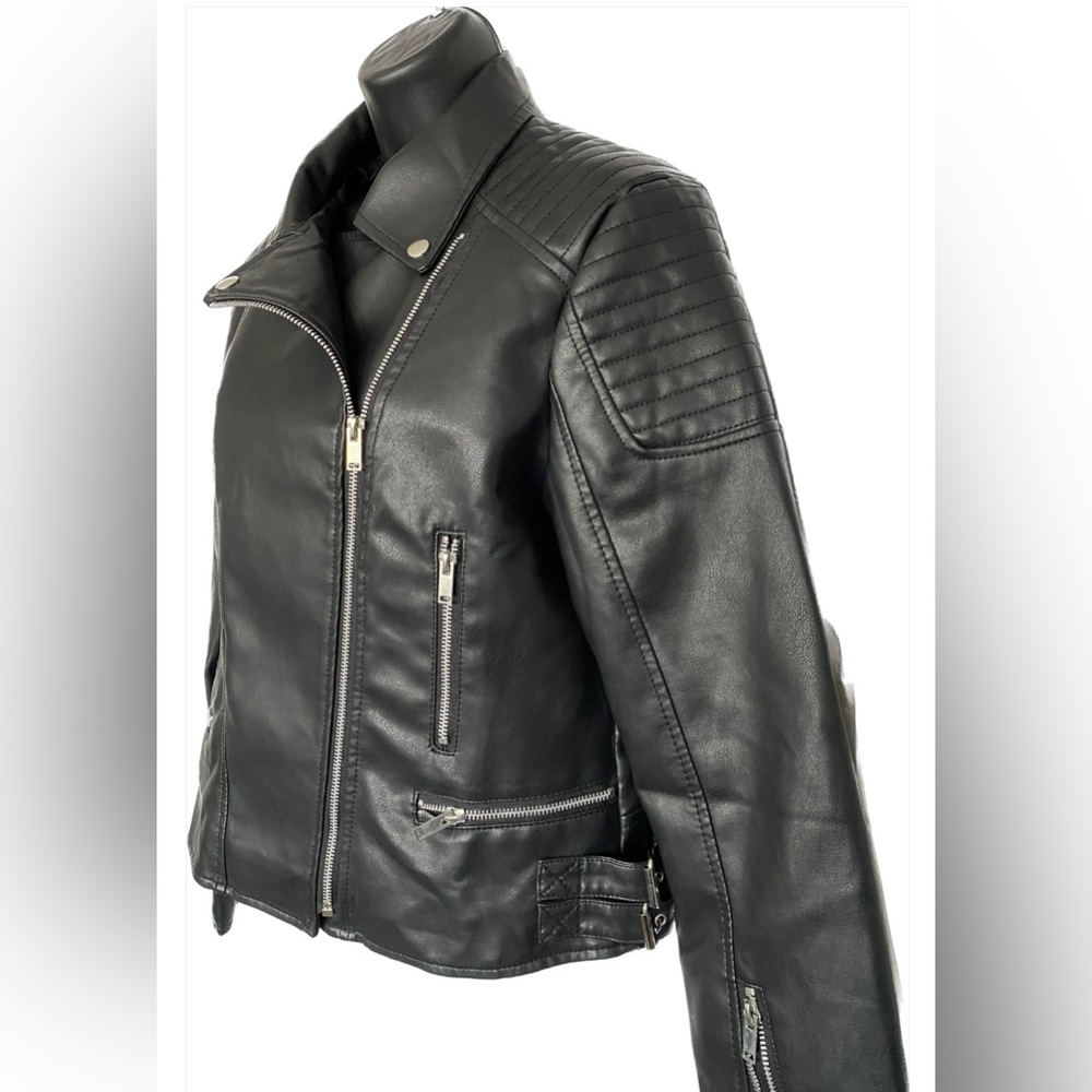 Shein BLK Vegan Leather Bomber Jacker, XL  Winter Sale - Picture 3 of 9